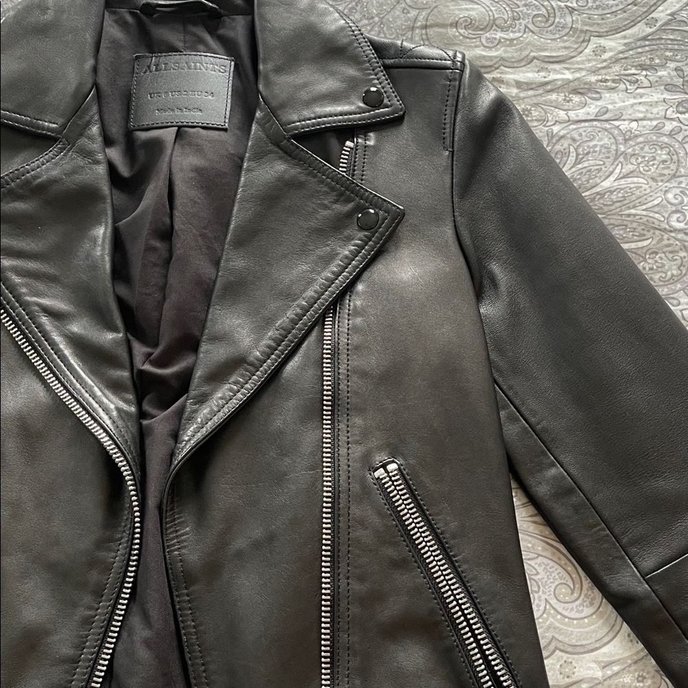 All Saints black Leather Jacket - Picture 6 of 15